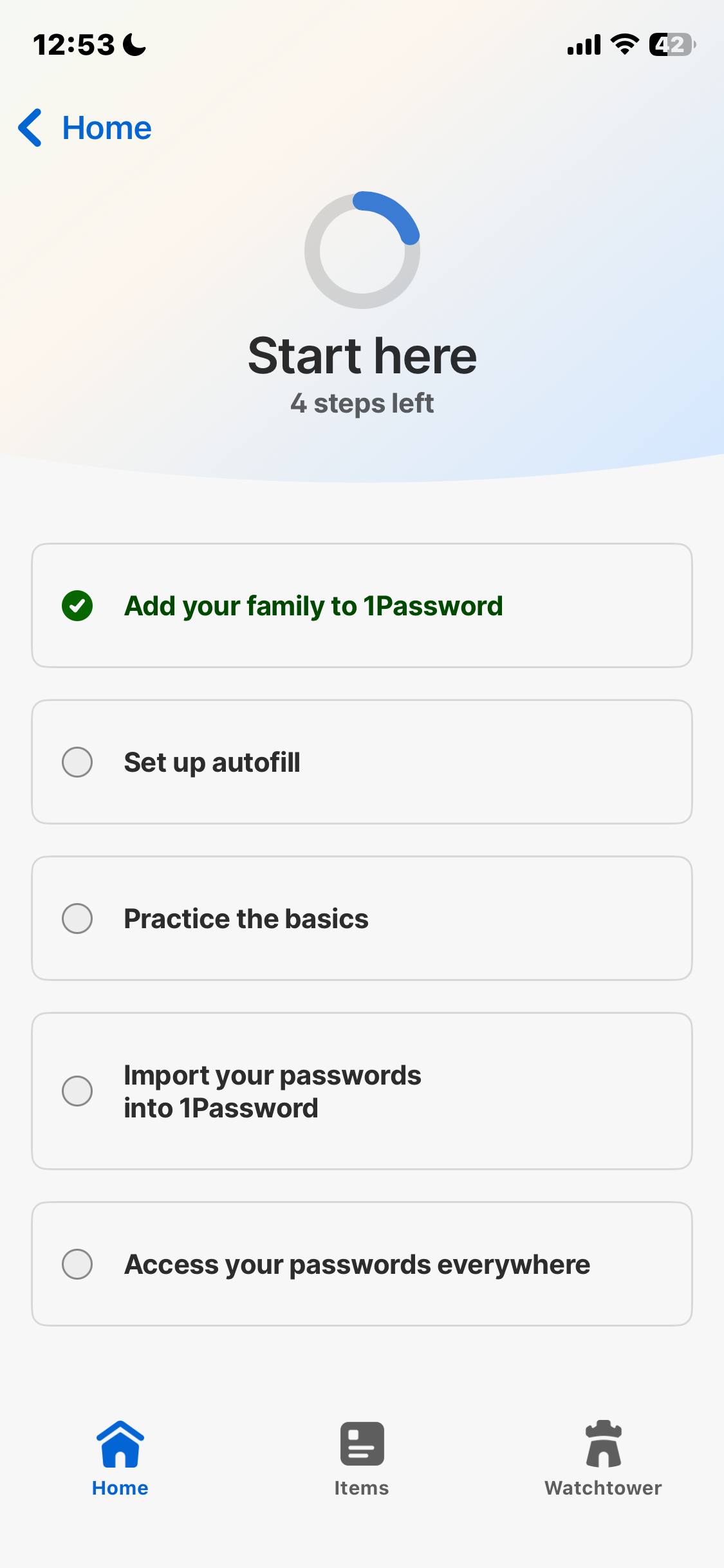 1password Setup flow
