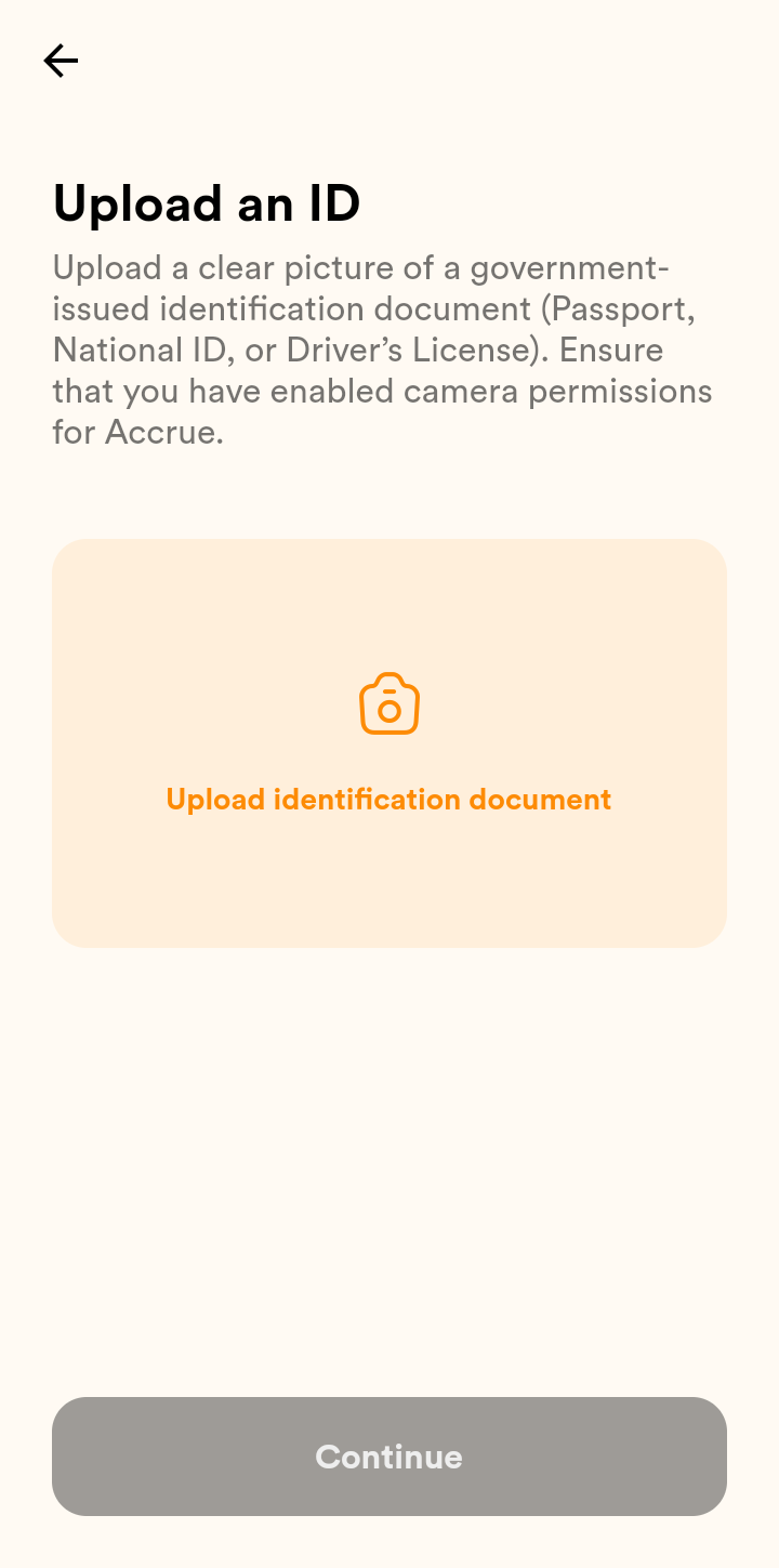  Accrue KYC  ui screens