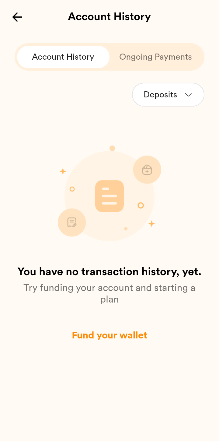  Accrue Transaction History  ui screens