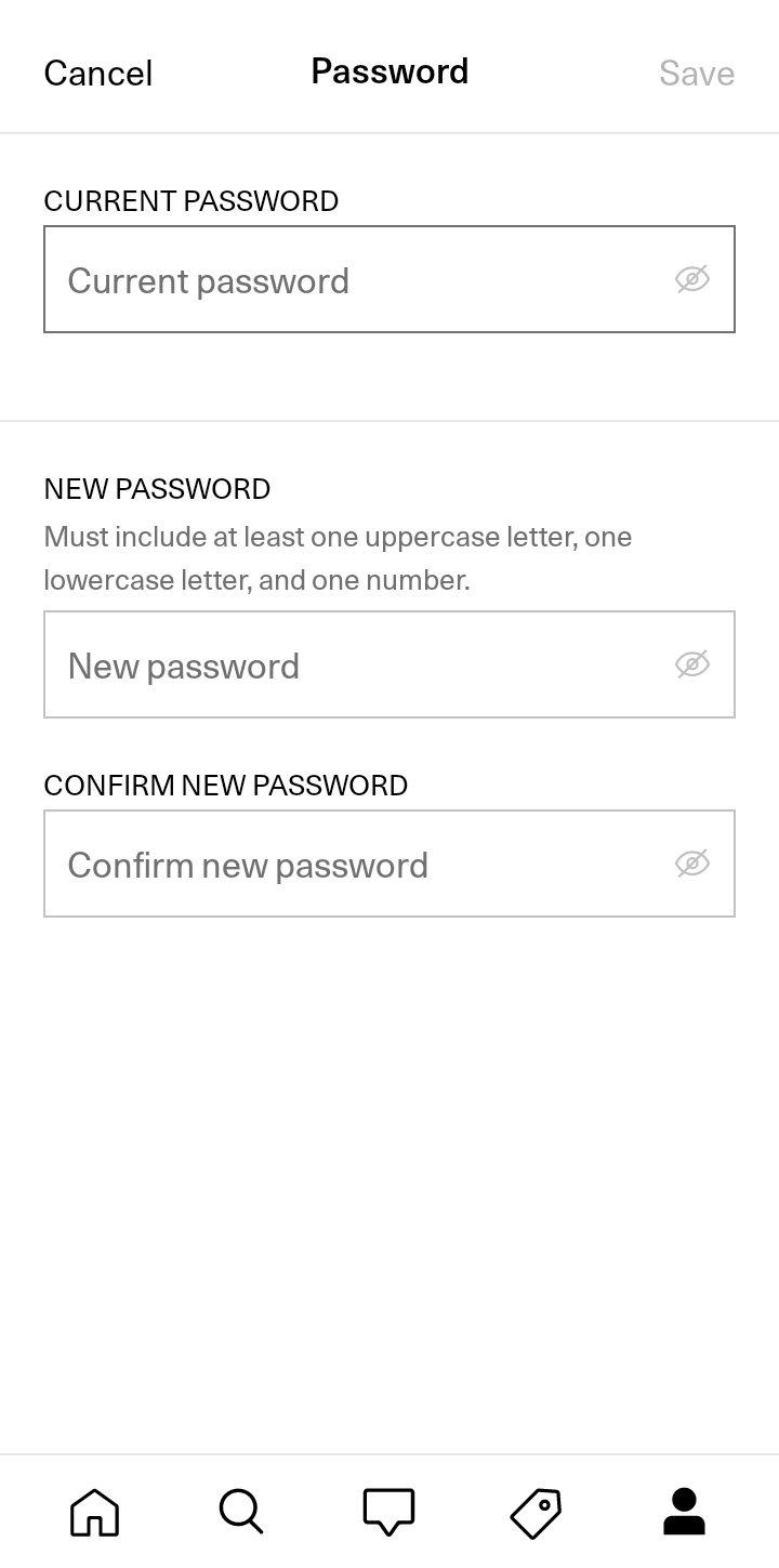  Artsy Change Password user flow UI screenshot