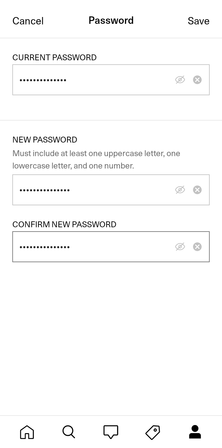  Artsy Change Password user flow UI screenshot