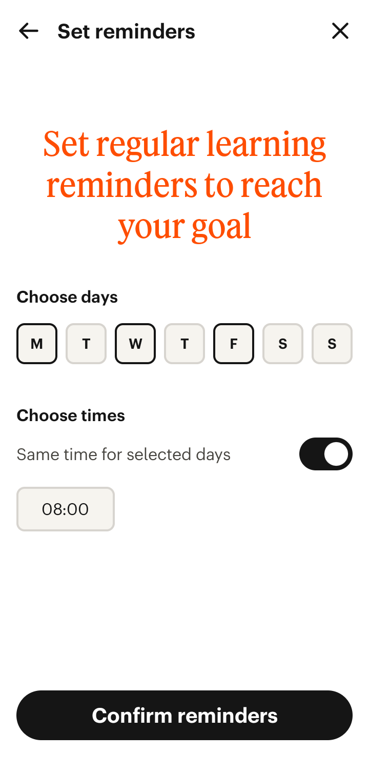  Babbel Scheduling  ui screens