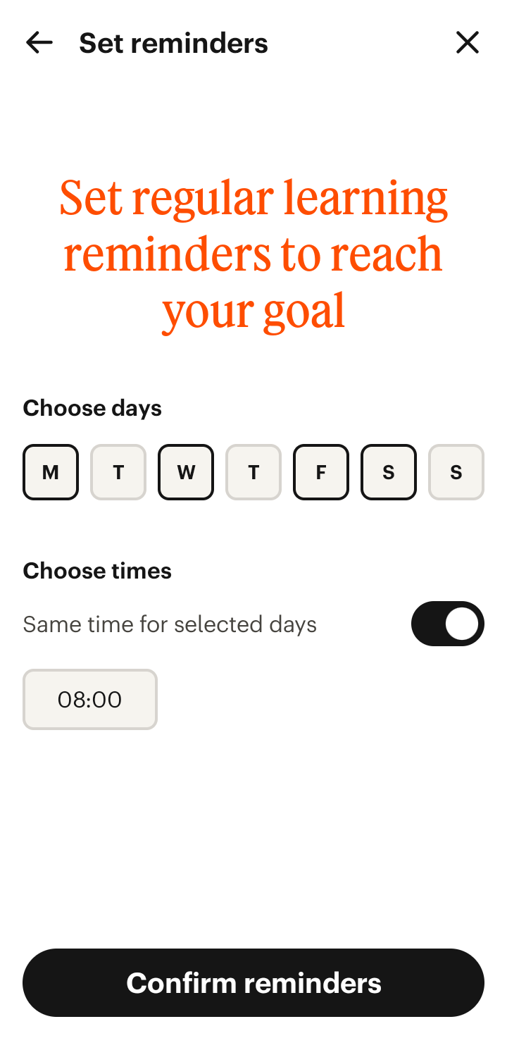  Babbel Scheduling  ui screens