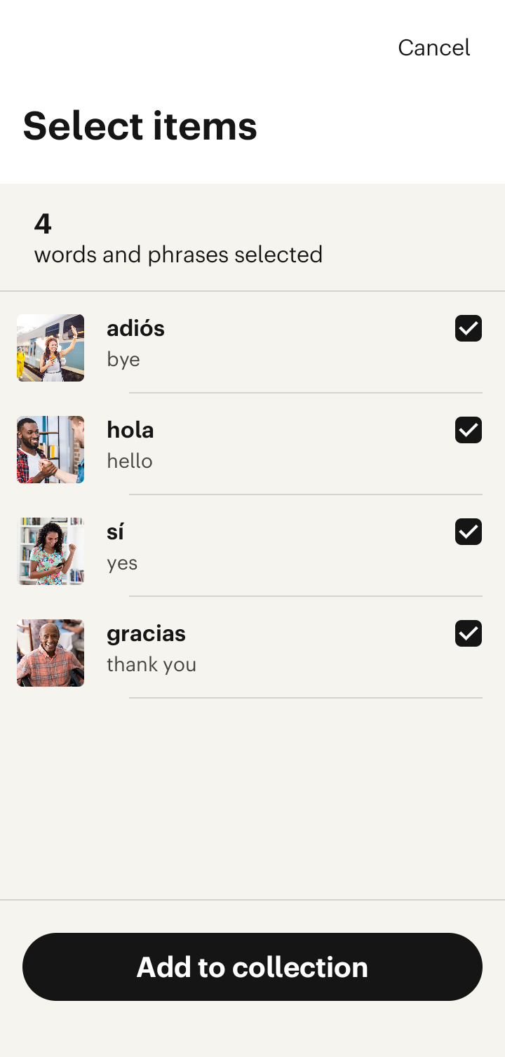  Babbel Add To Collection flow