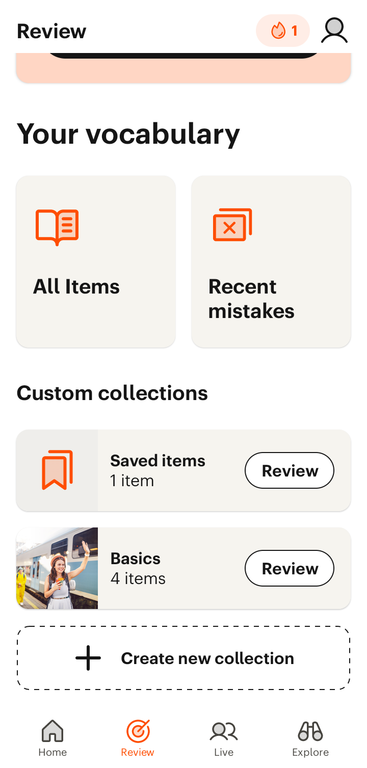  Babbel Add To Collection flow