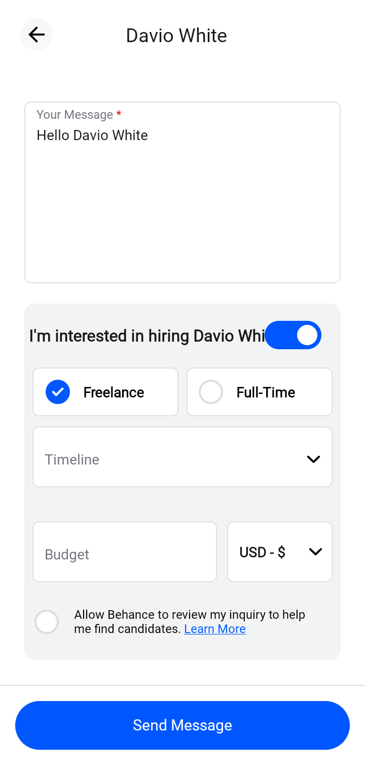  Behance Sending Message flow