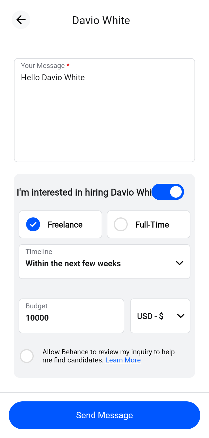  Behance Sending Message flow