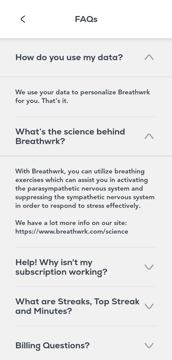 Breathwrk FAQ flow