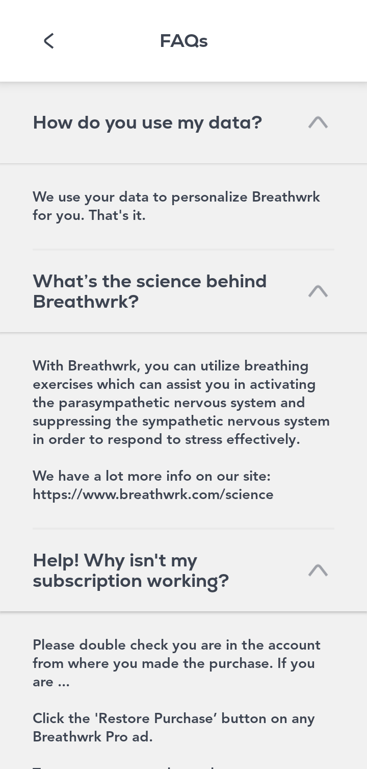  Breathwrk FAQ flow