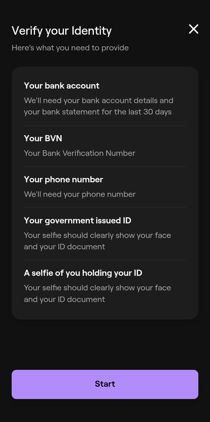  Buycoins KYC  ui screens