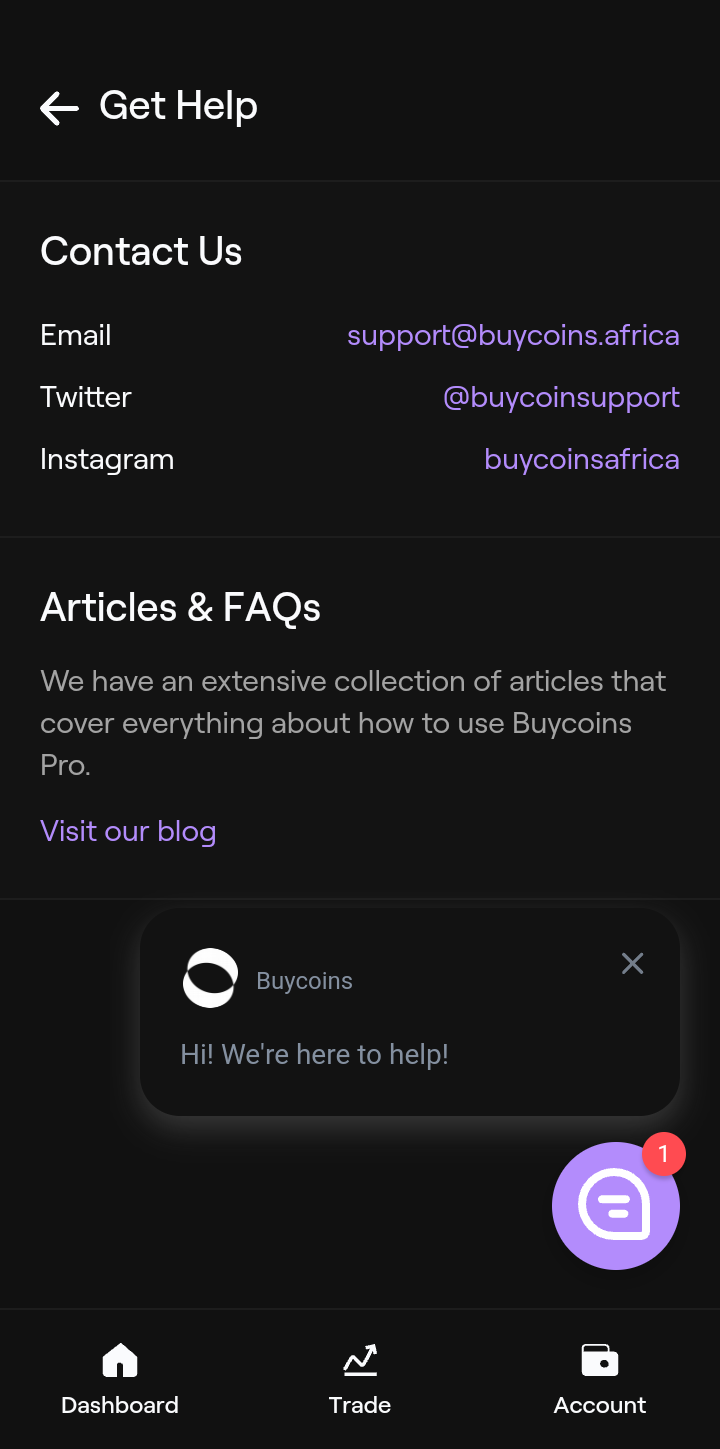  Buycoins Chatting user flow UI screenshot