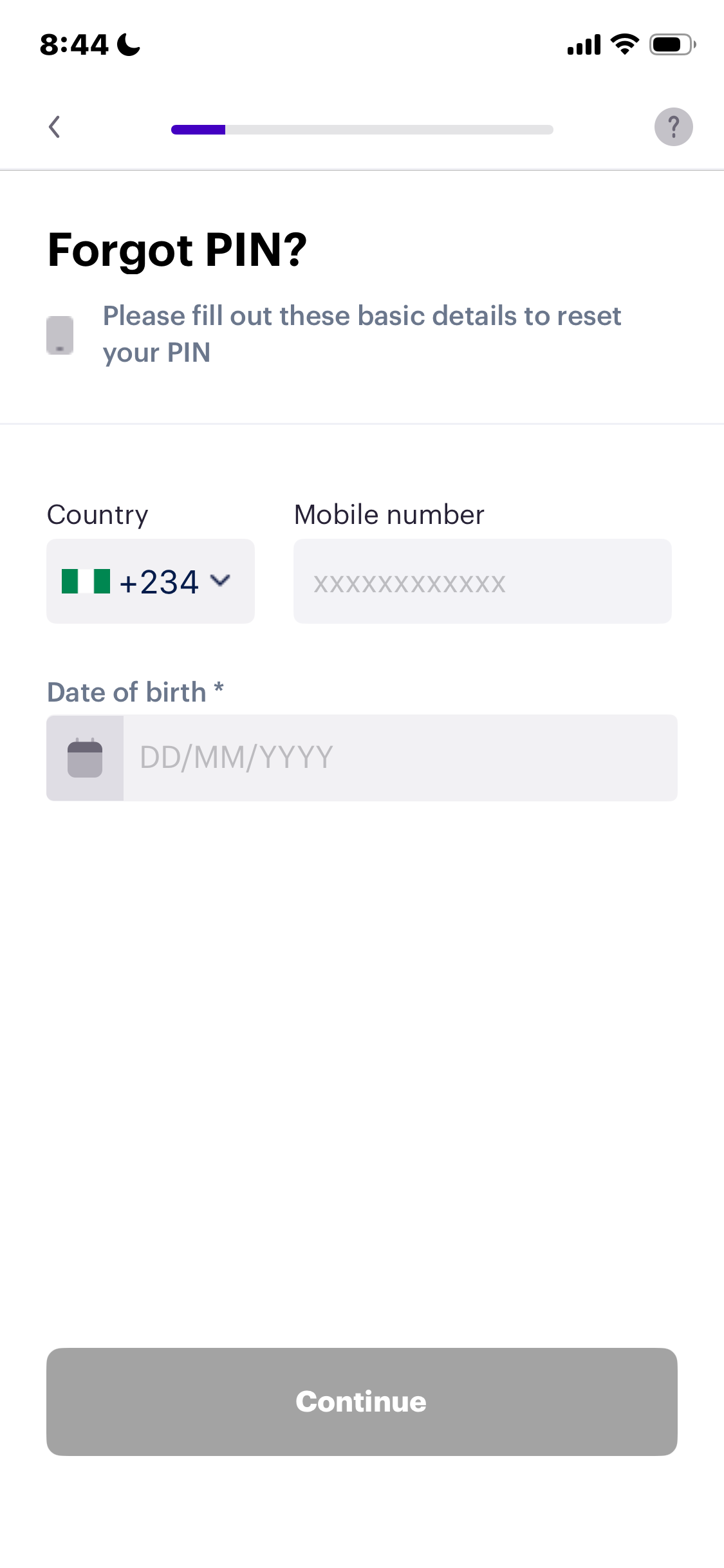 Carbon Forgot Pin Flow Screenshots & UX Patterns | Uiland
