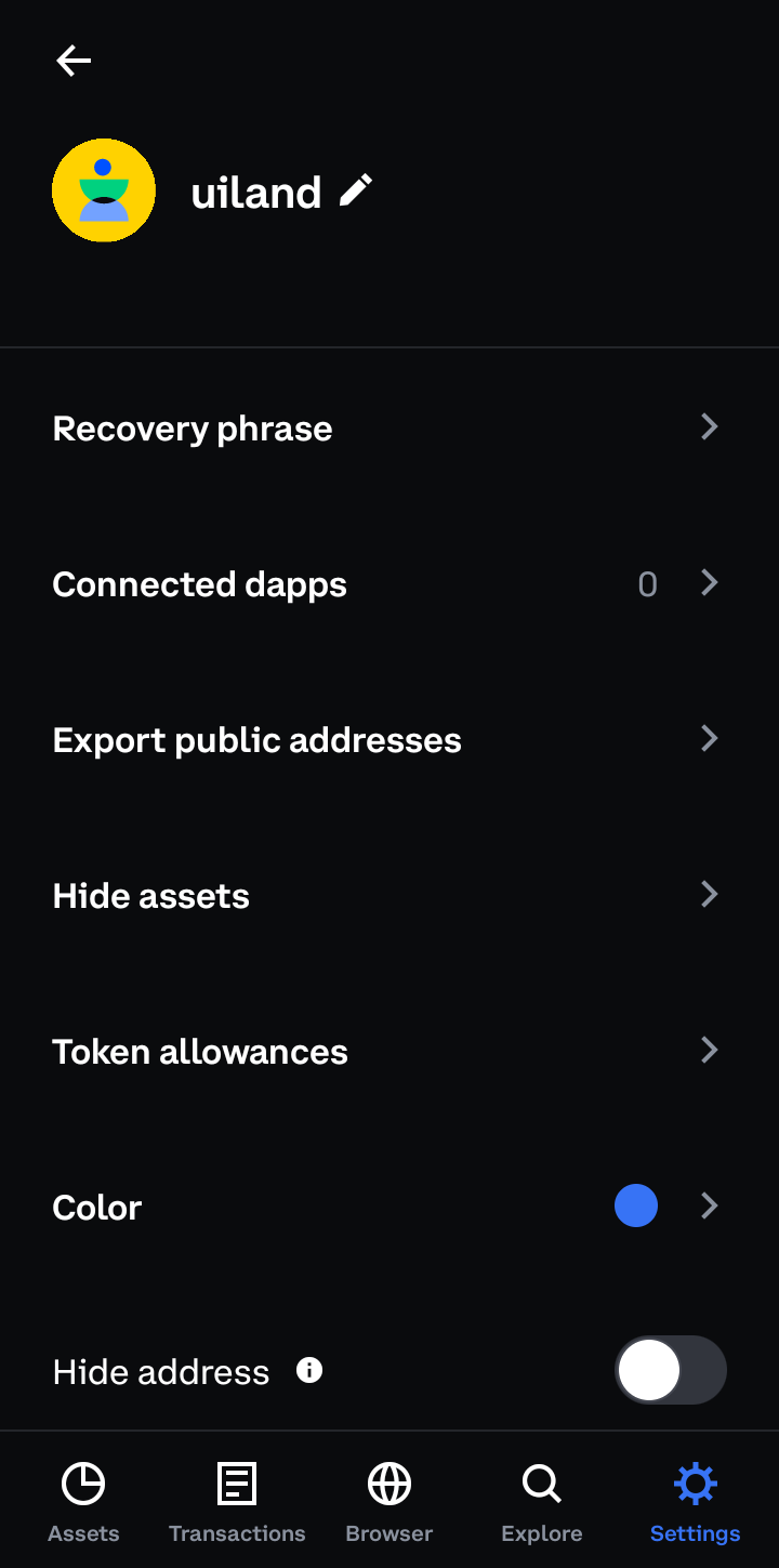  Coinbasewallet Edit Profile user flow UI screenshot