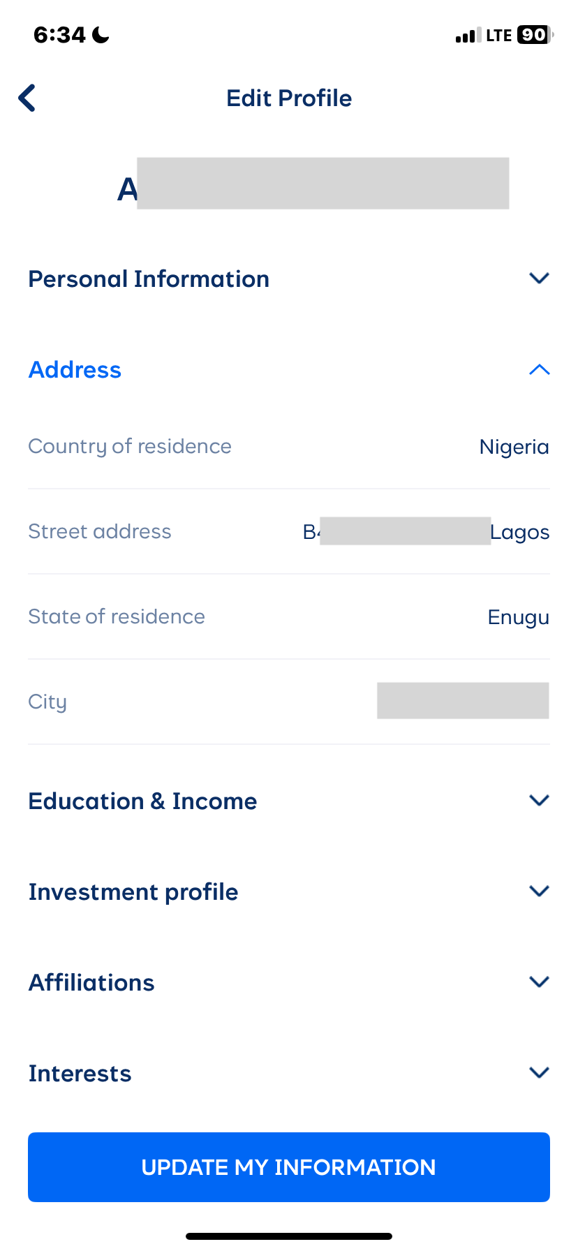 Cowrywise My profile flow