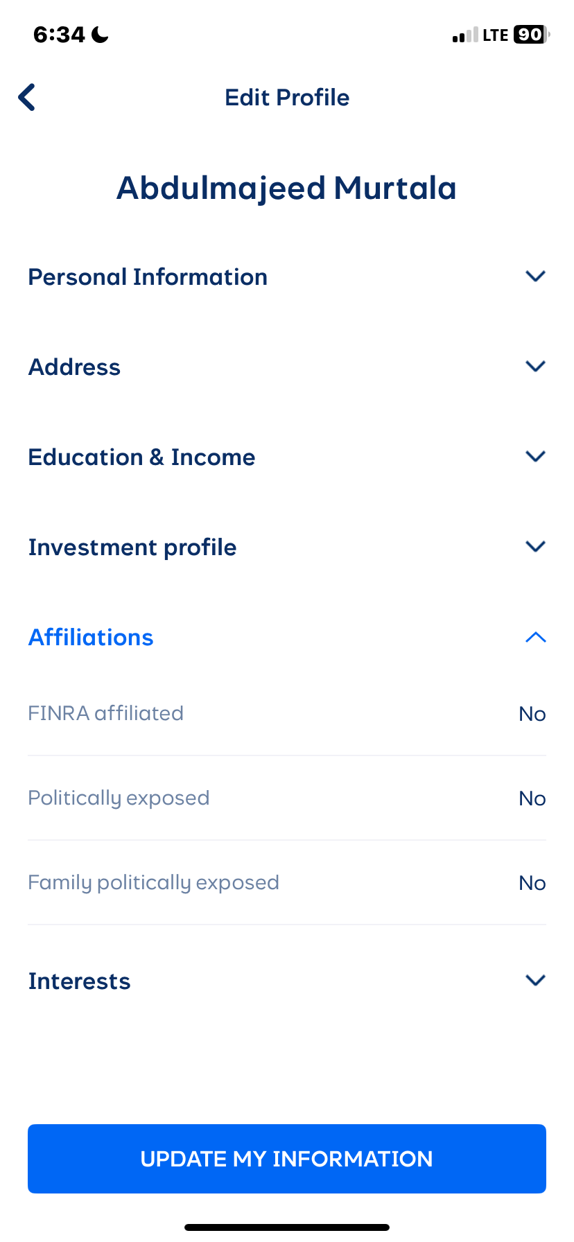  Cowrywise My profile flow