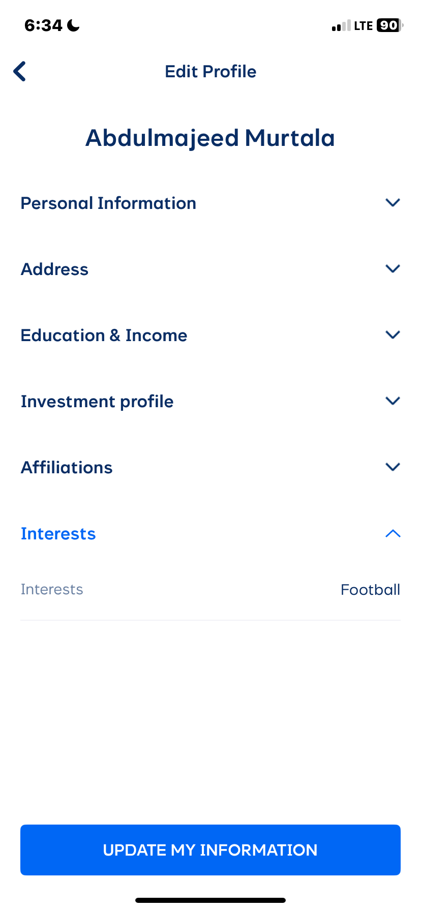  Cowrywise My profile flow