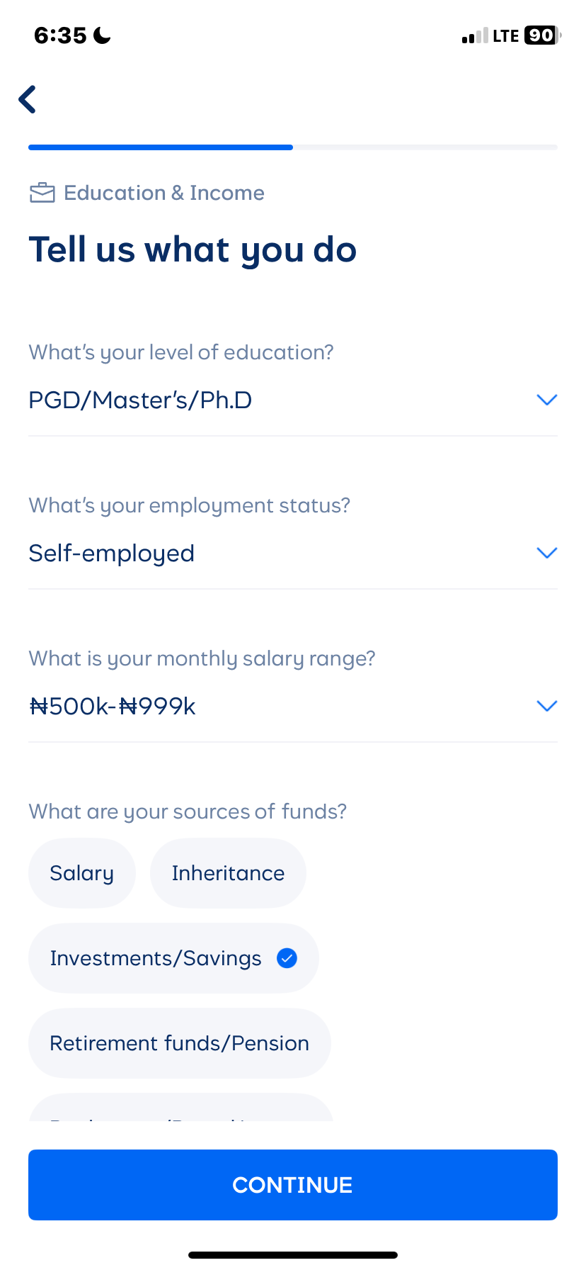  Cowrywise My profile flow