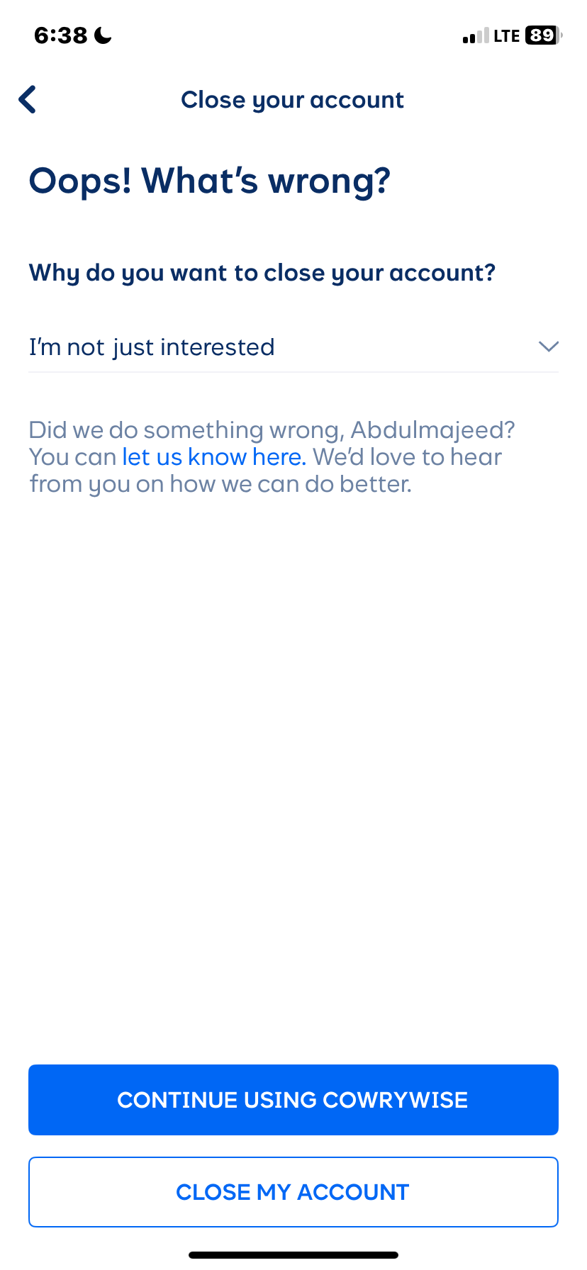  Cowrywisee Set passcode flow
