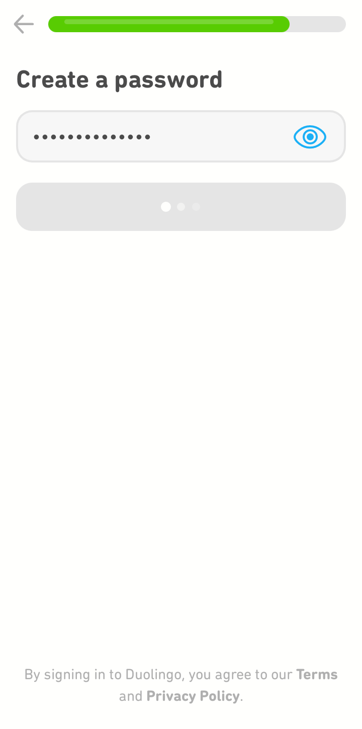 Duolingo Create A Profile user flow UI screenshot