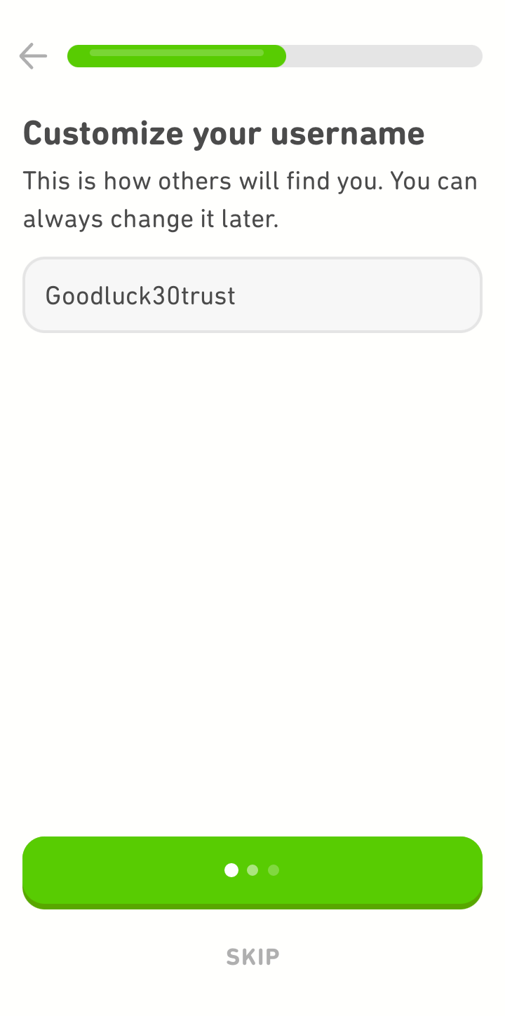  Duolingo Edit Profile user flow UI screenshot