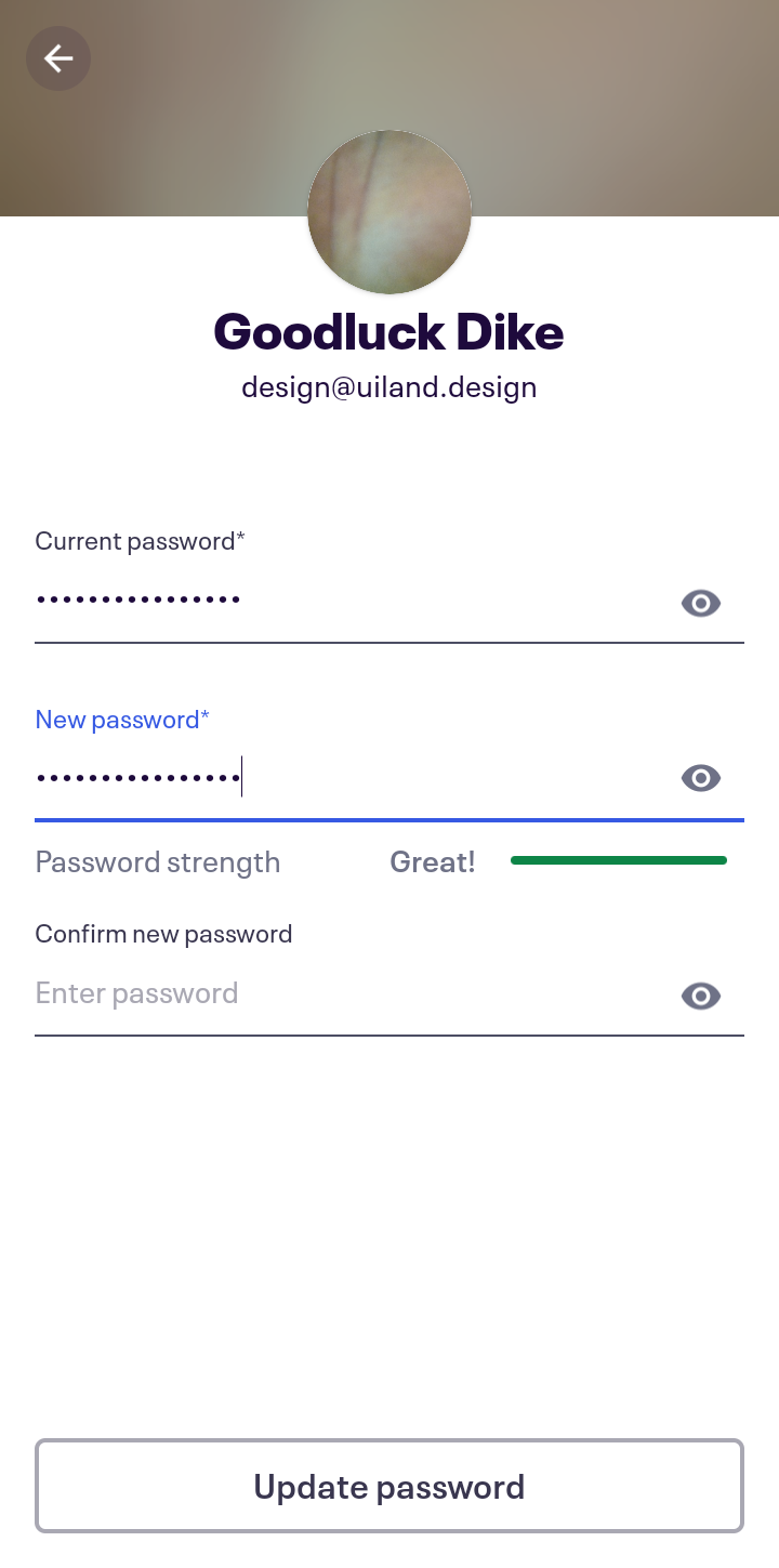  Eventbrite Change Password user flow UI screenshot
