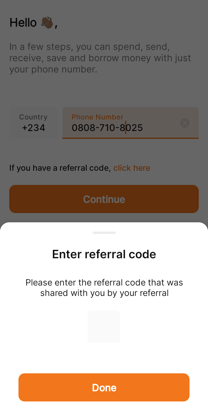  Eyowo Add Referral Code user flow UI screenshot