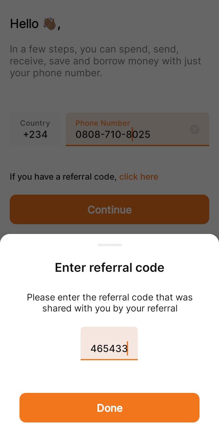  Eyowo Add Referral Code user flow UI screenshot