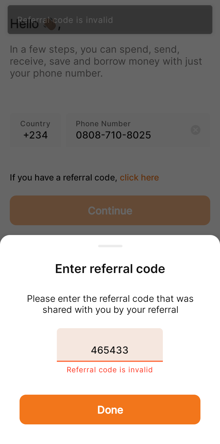  Eyowo Add Referral Code user flow UI screenshot