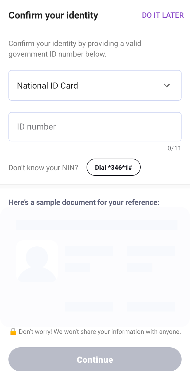  Fairmoney KYC  ui screens