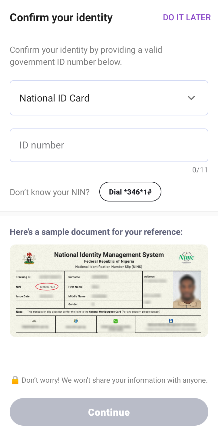  Fairmoney KYC  ui screens