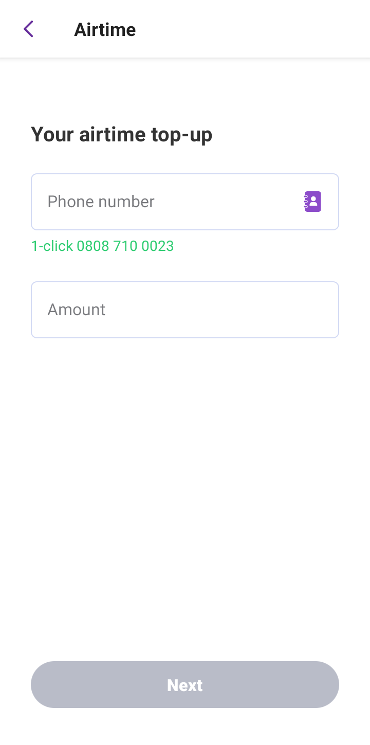  Fairmoney Purchase Airtime user flow UI screenshot