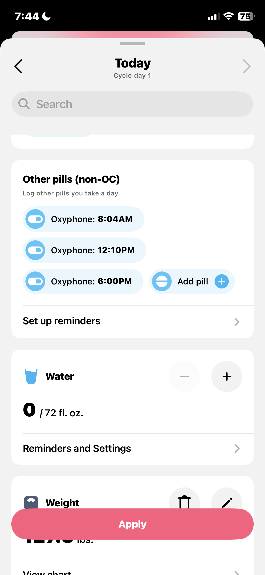 Flo Record Water Intake Flow Screenshots & UX Patterns | Uiland