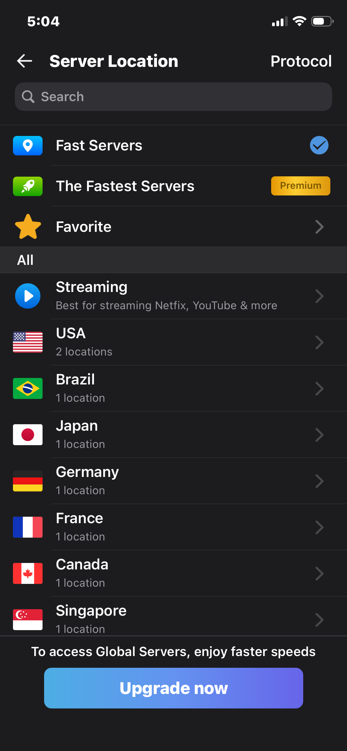 Float Select Vpn Server Location Flow Screenshots & UX Patterns | Uiland