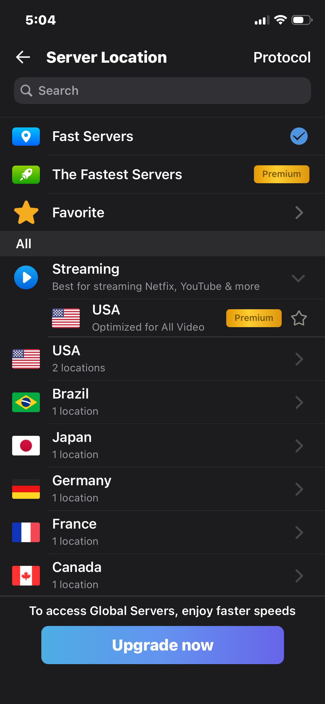 Float Select Vpn Server Location Flow Screenshots & UX Patterns | Uiland
