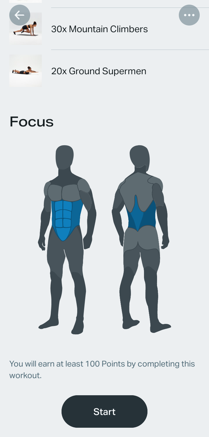  Freeletics Starting and completing workout flow