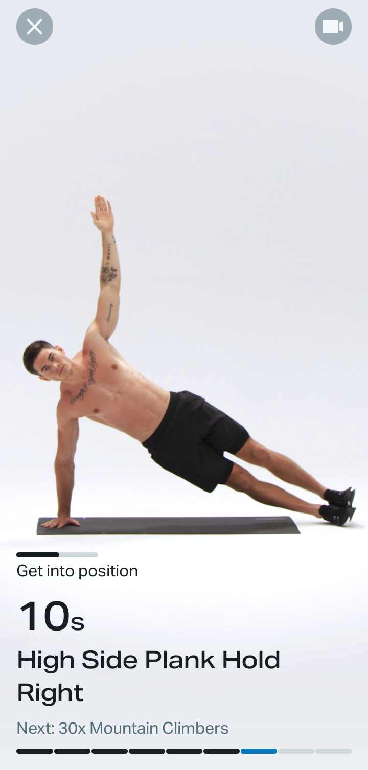  Freeletics Starting and completing workout flow