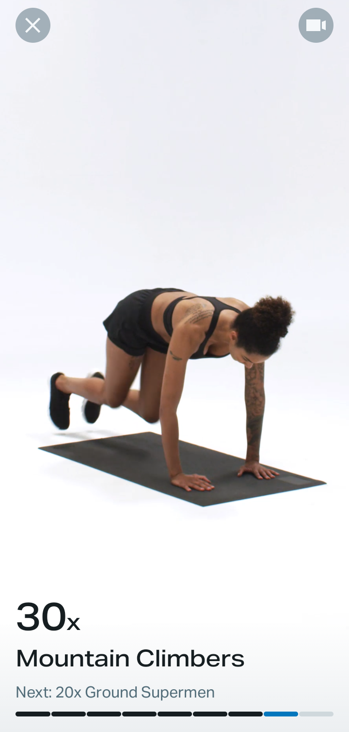  Freeletics Starting and completing workout flow