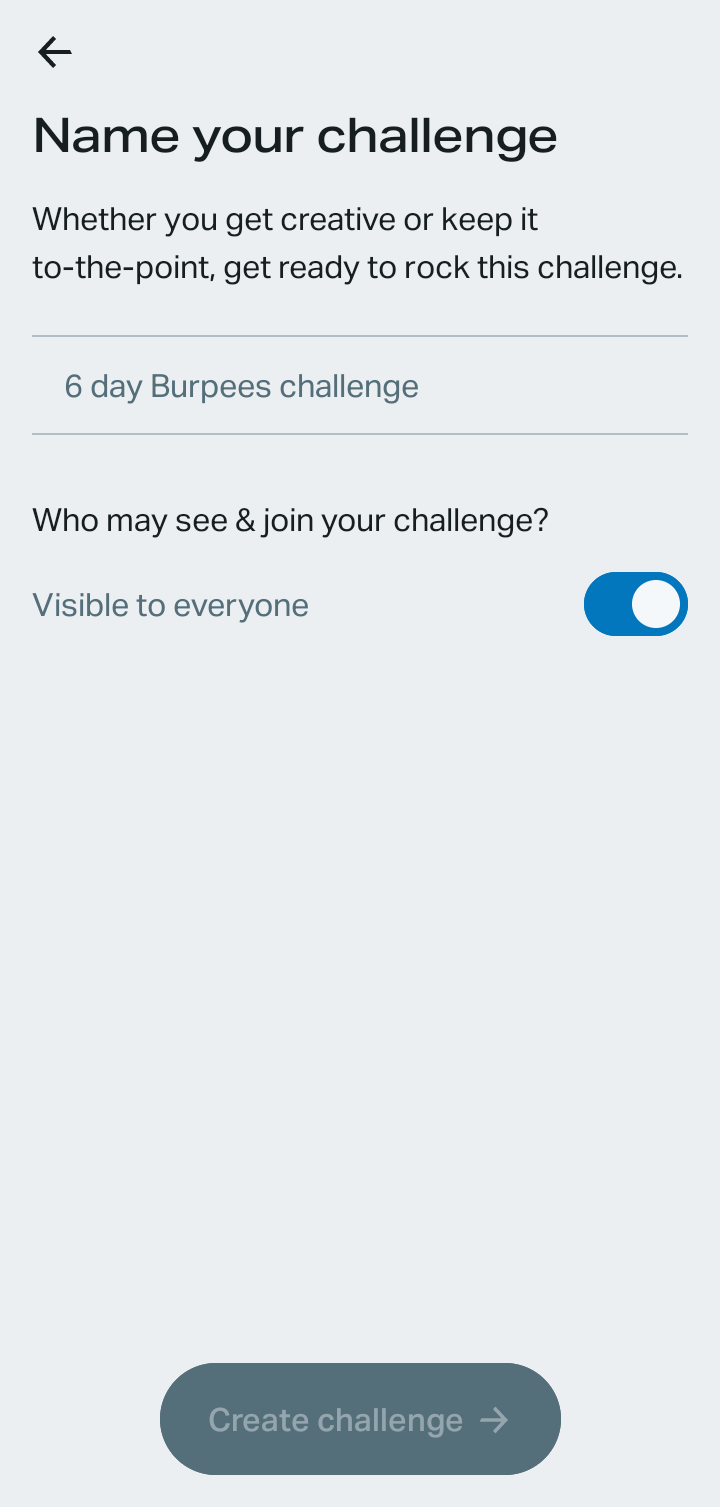  Freeletics Create new challenge flow
