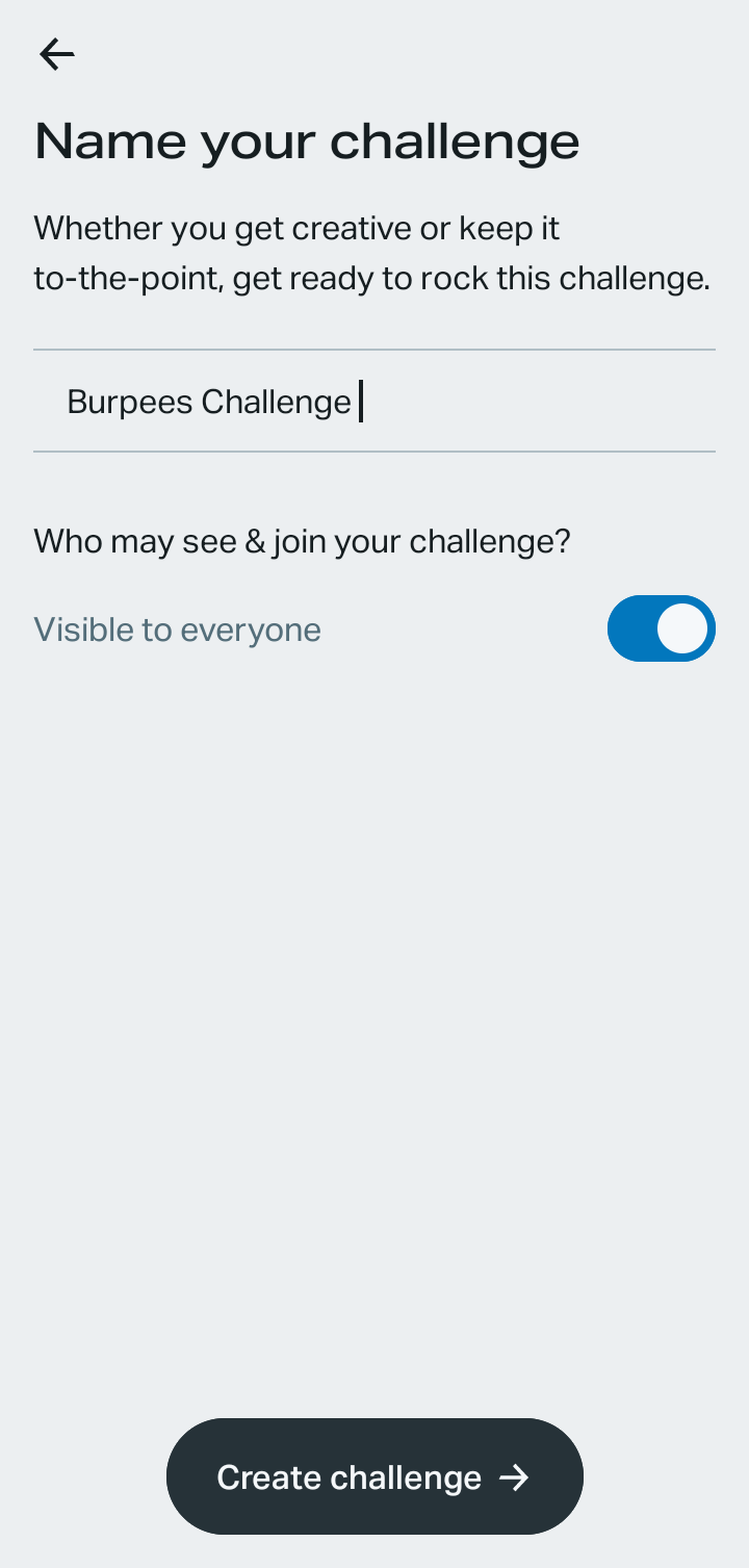  Freeletics Create new challenge flow