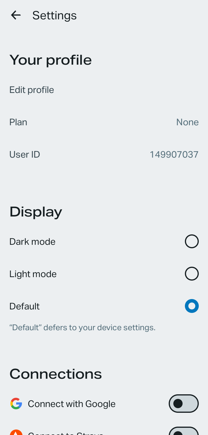  Freeletics Profile Settings flow