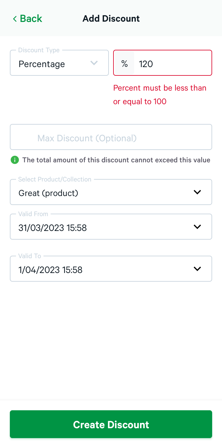  Getbumpa Add Discount Code user flow UI screenshot