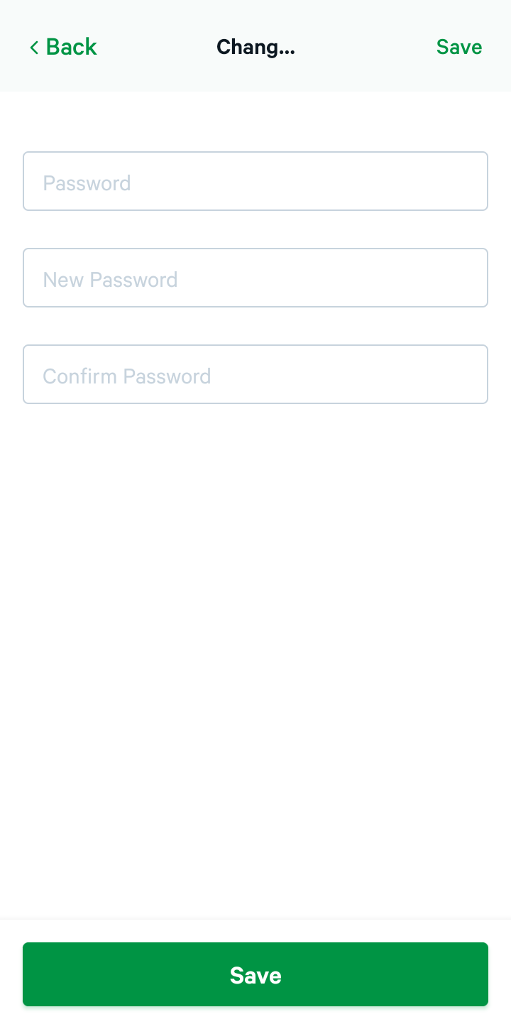  Getbumpa Change Password user flow UI screenshot