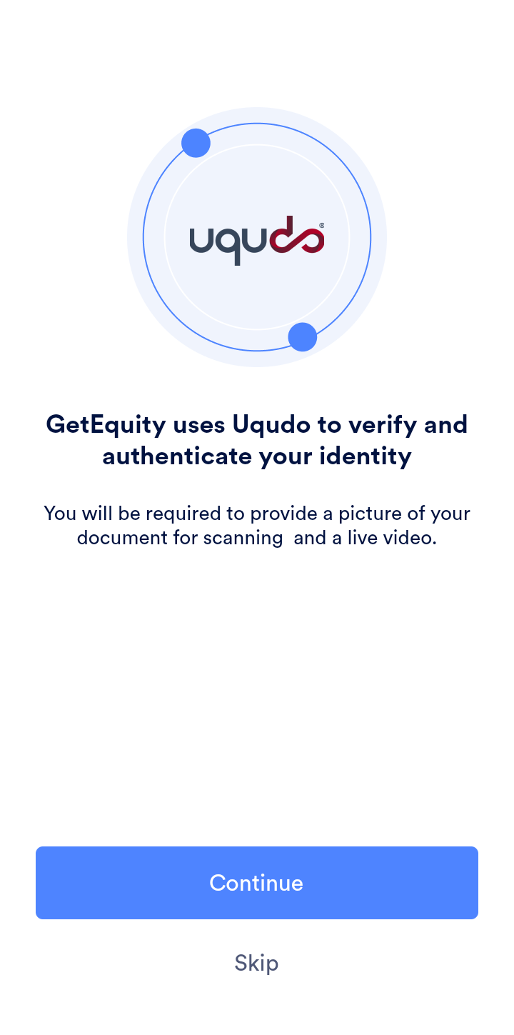  Getequity KYC user flow UI screenshot