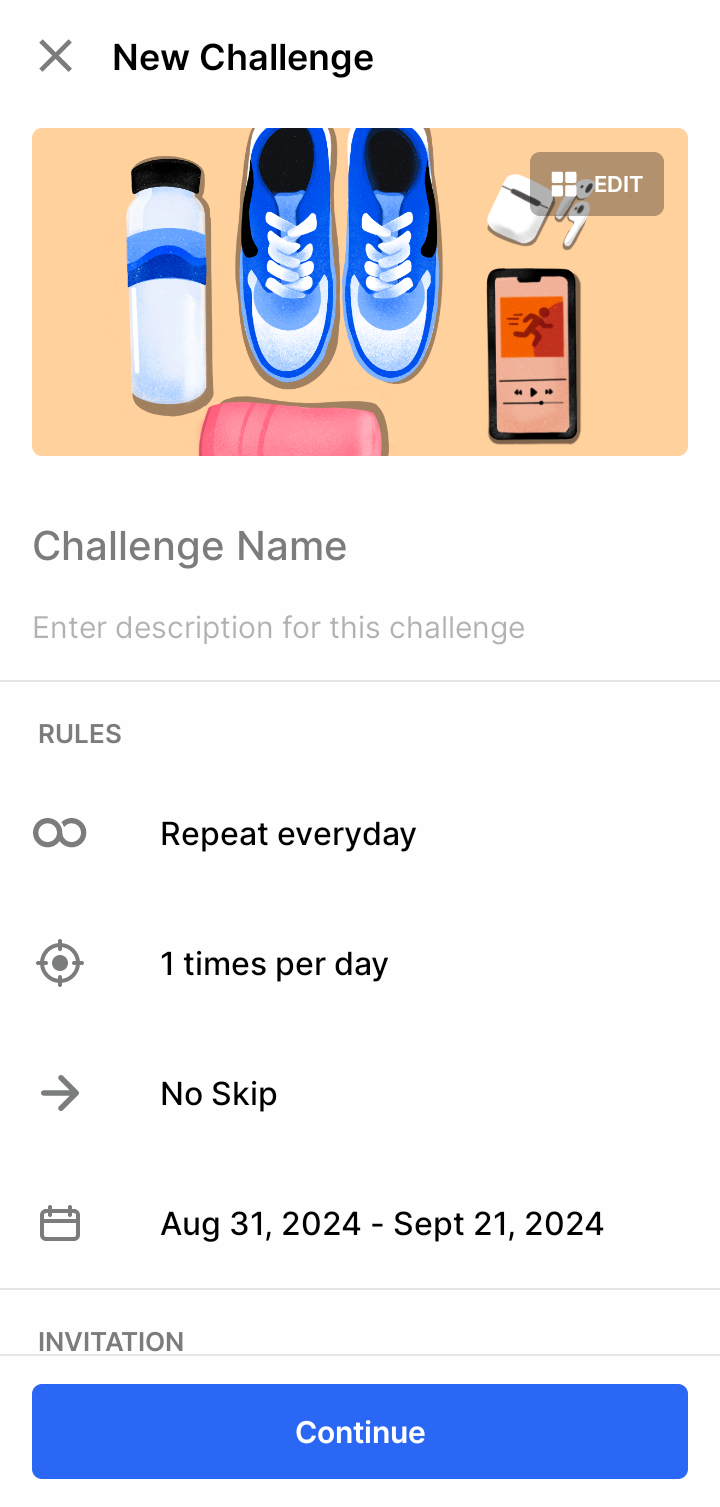  Habitify Create new challenge flow