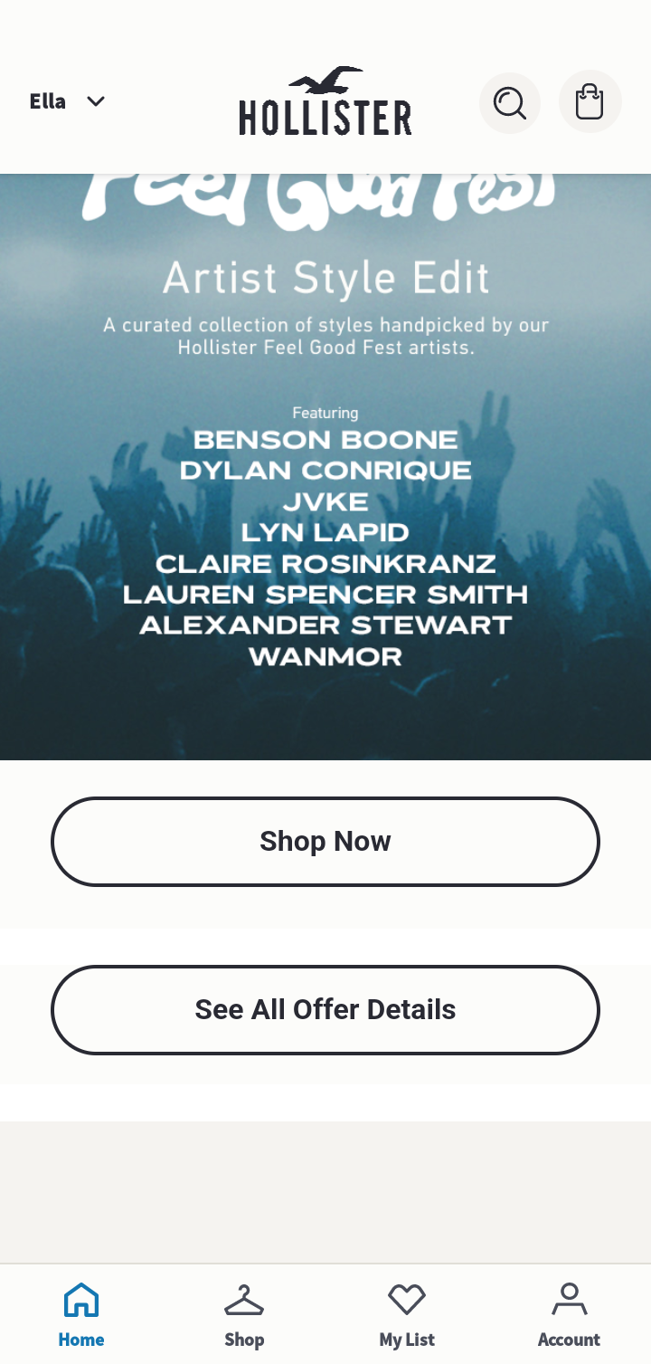 hollister app screens