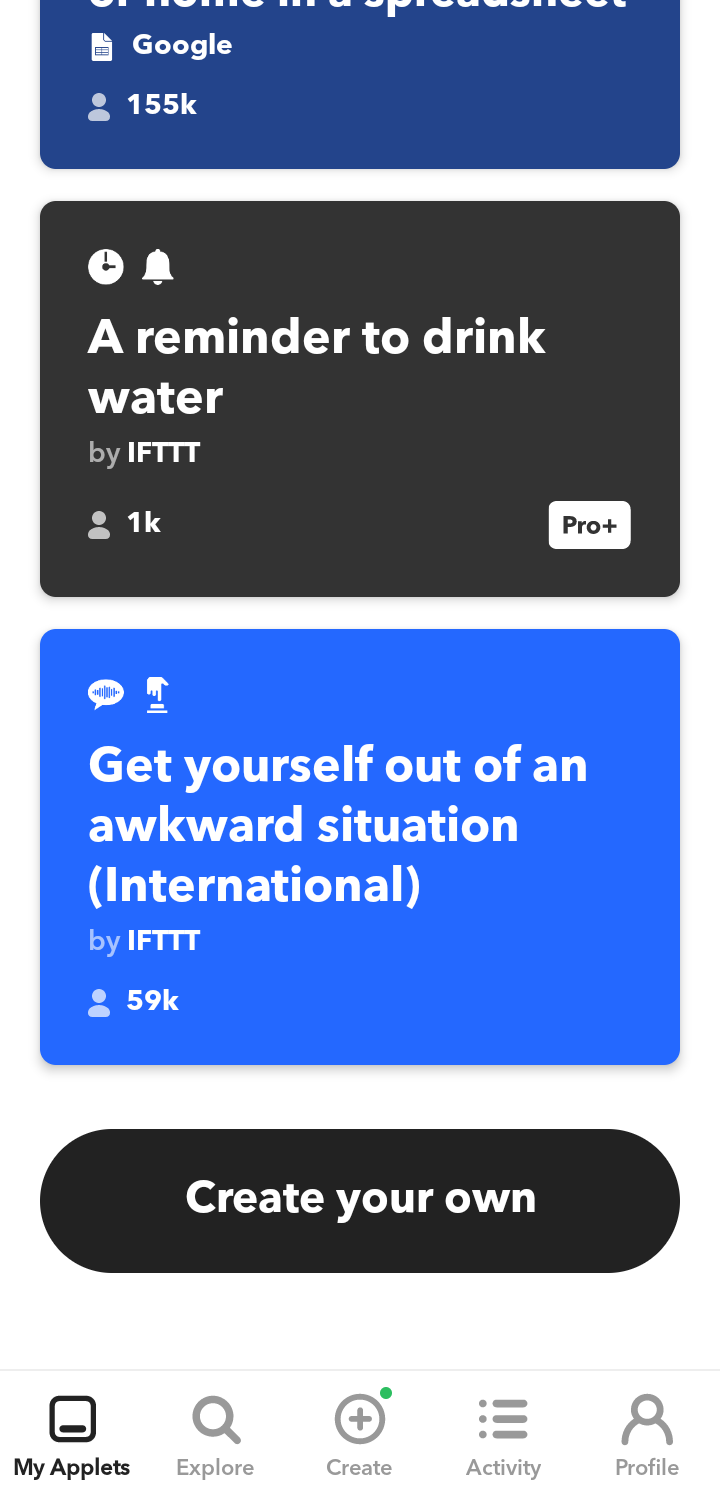  Ifttt My Applets flow