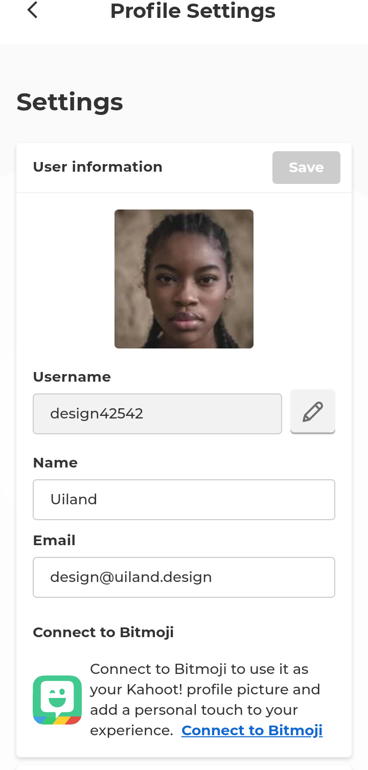  Kahoot Edit Profile flow