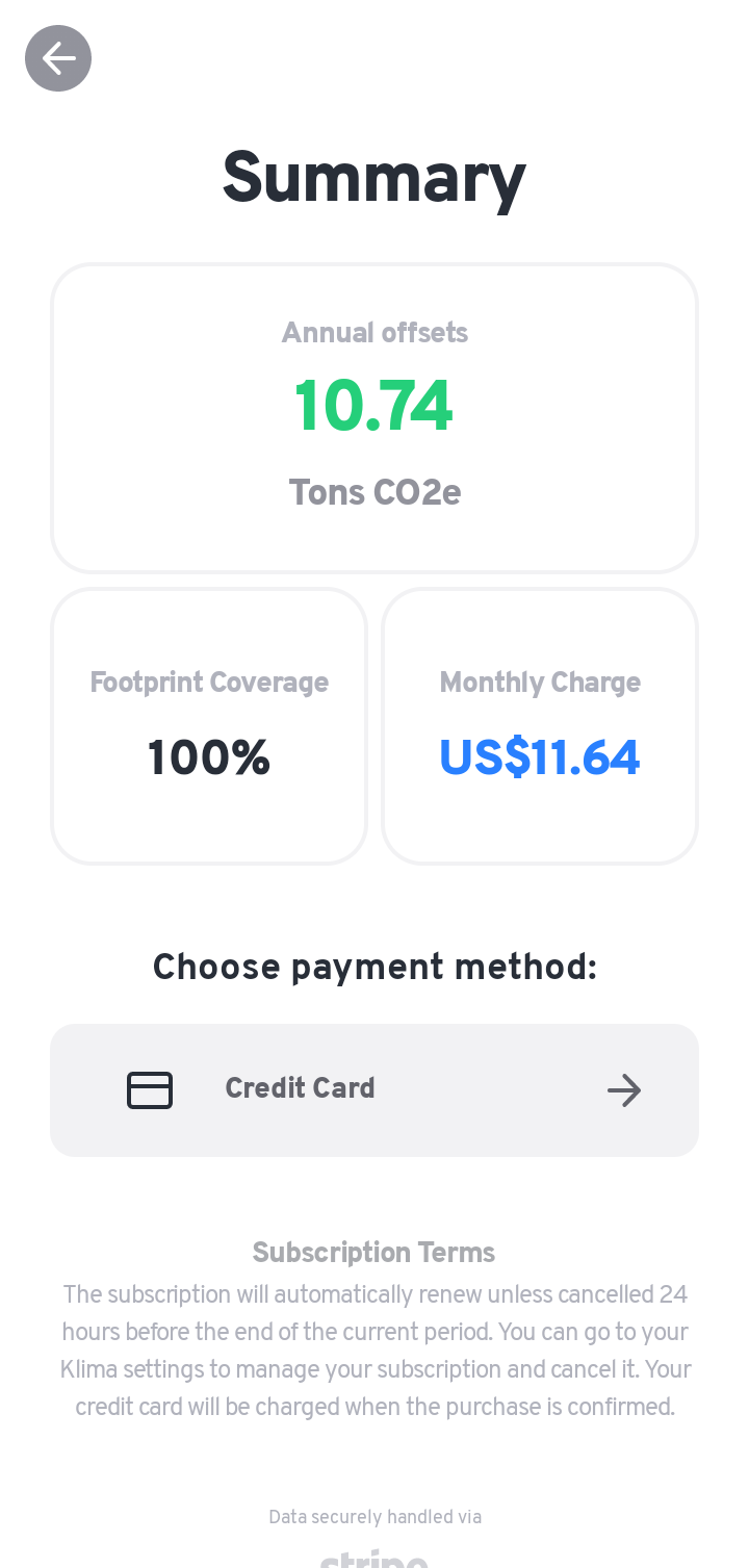  Klima Payment  ui screens