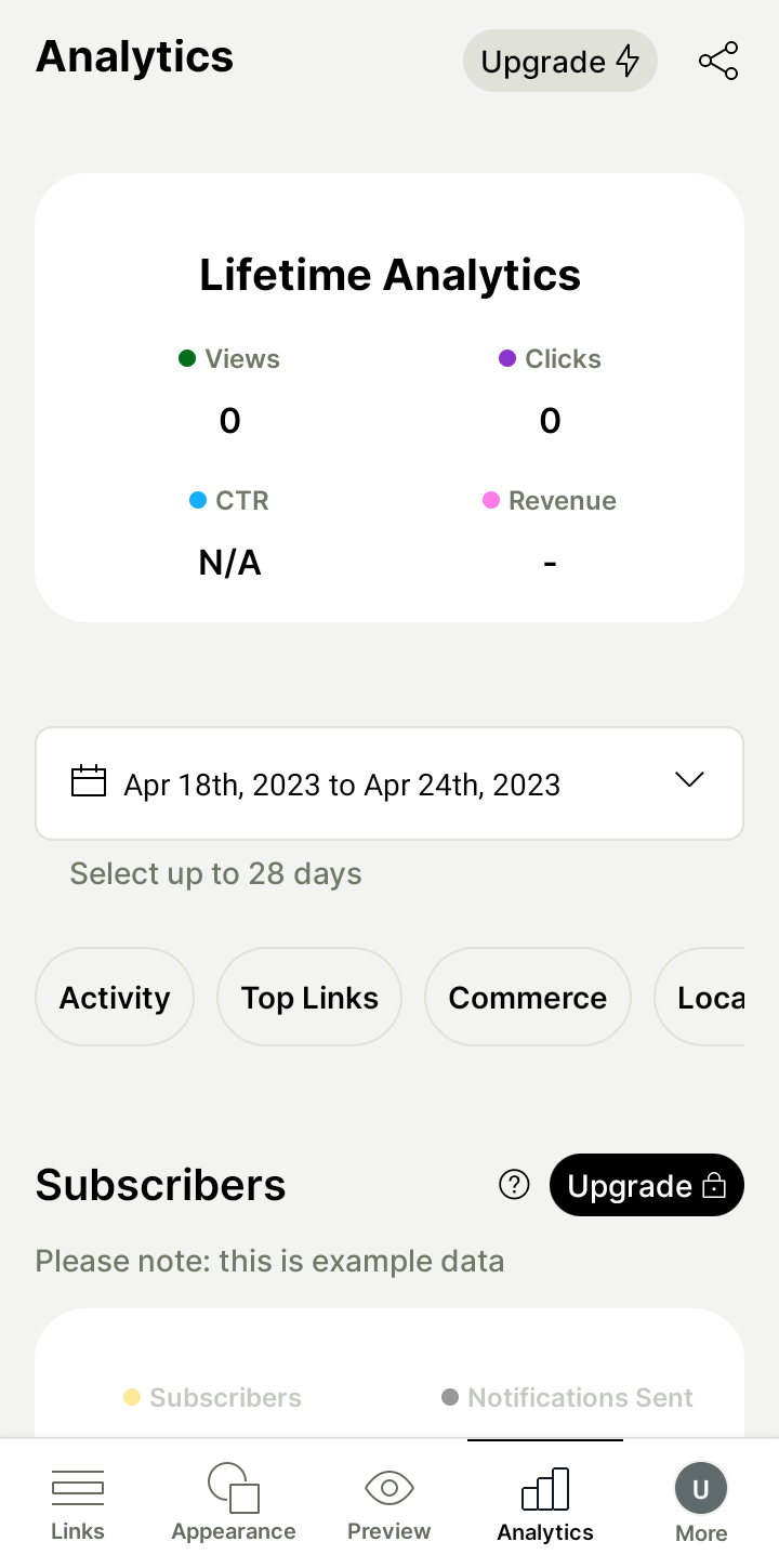  Linktree Select Date user flow UI screenshot