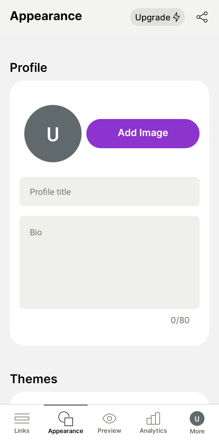  Linktree Uploading Media user flow UI screenshot